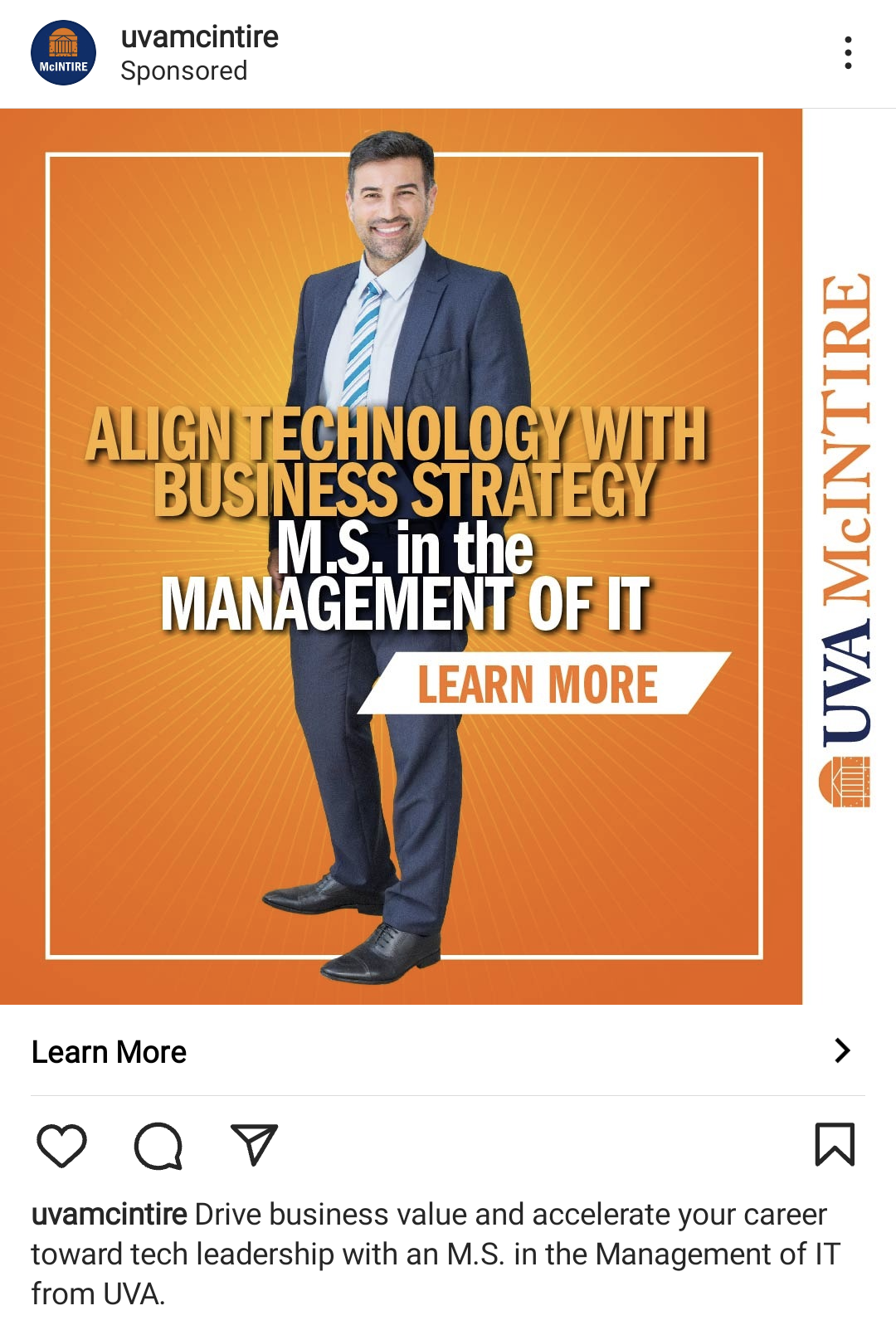 LinkedIn ad featuring man with copy